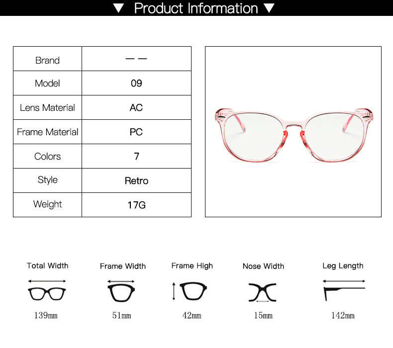 Montura de gafas transparente de moda para mujer, montura transparente clásica, gafas de ojo redondo, monturas de gafas óptico transparente de plástico para mujer