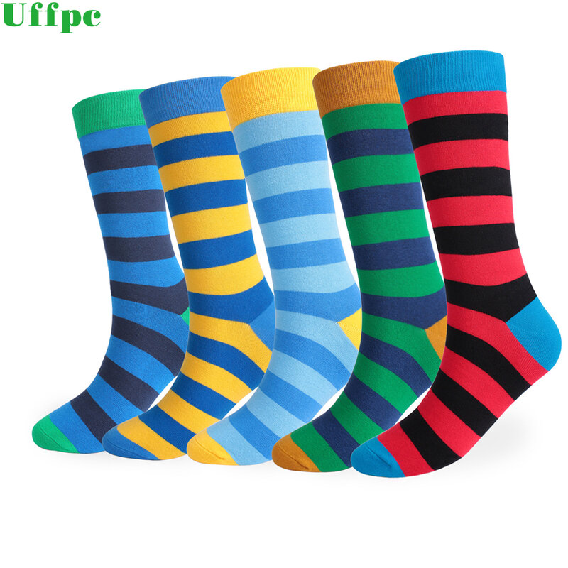5 pairs/Lot Fashion Combed Cotton Brand New Men Socks Colorful Dress Socks Wedding Sock Business Funny Happy Sock 1pairs