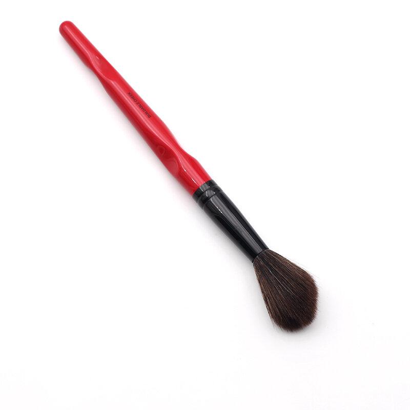 Brosse de maquillage synthétique classique rouge, courbe du corps en plastique à Long manche, peluche, poils pour joues