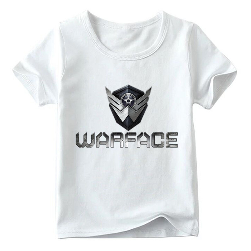 ¡Novedad de 2019! Camiseta de verano de manga corta con estampado de cara de guerra para niños y niñas de GAME R, camiseta informal blanca para niños y niñas, HKP344