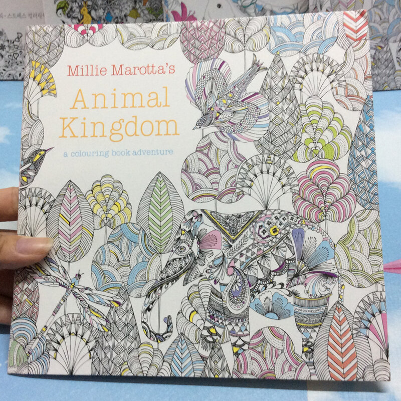 24 pagine Animal Kingdom edizione inglese libro da colorare Antistress per bambini adulti Graffiti pittura disegno Art Book