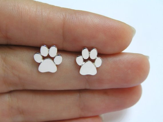 Jisensp Fashion Cute Paw Earrings for Women Bijoux Piercing Jewelry Boho Brushed Cat and Dog Print Stud Earrings Kolczyki