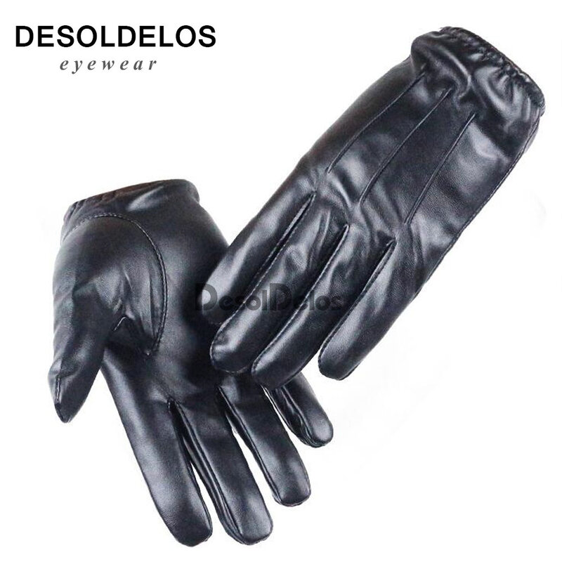 Neue männer Luxuriöse PU Leder Winter Fahren Warme Handschuhe Kaschmir Taktische handschuhe Schwarz Drop Shipping Top Qualität