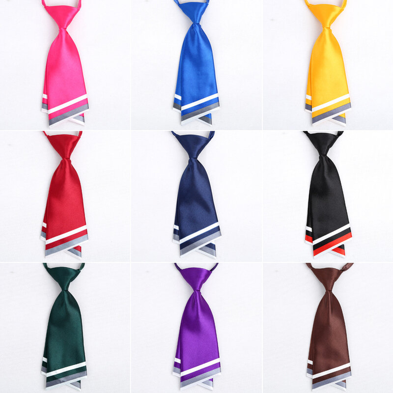 Cravate double épaisseur à rayures pour femmes, col uni, élégant, tendance, Simple, formel, bureau, Chic