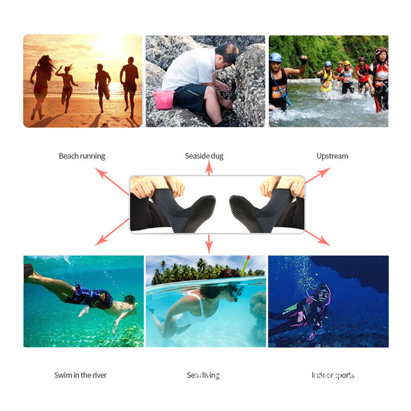 Meias de mergulho de neoprene 3mm, meias de mergulho, surf, natação, esportes aquáticos, snorkeling