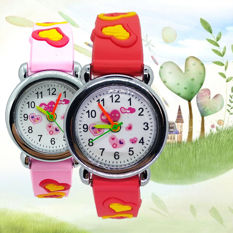 Boa qualidade coração vermelho crianças relógio amor-coração silicone crianças relógios para menino menina presente de natal estudantes reloj infantil