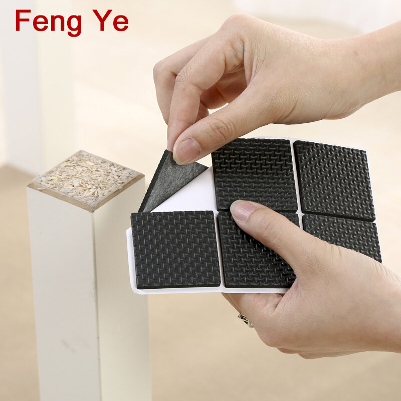Feng Ye 1-24 Uds. Almohadilla autoadhesiva antideslizante, muebles de goma, patas, silla, fieltro antivibración, amortiguador de madera para suelos