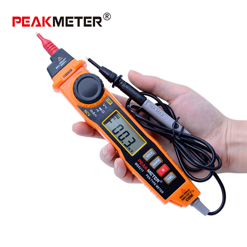 PEAKMETER MS8211 Multimetro Digitale con sonda ACV/DCV Elettrico Handheld Tester Multitester digitale tipo di penna multimetro