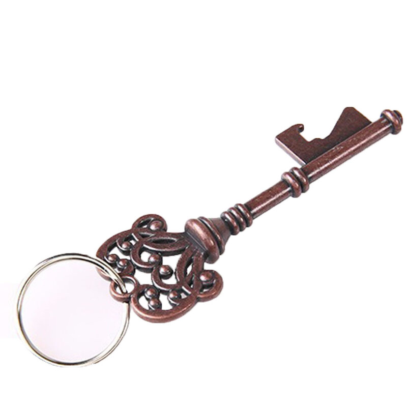 8*2.8cm Retro Metal Portable Key Beer Bottle Opener Ring Bar Hangings Keychain for Wedding Party Color Random
