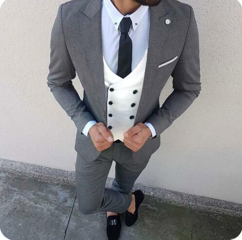 2019 Custom Slim Fit Suit Men Blazer Wedding Men Suit With Pants Double Breasted Vest  Terno Tuxedo jacket  Costume Homme 3 Pcs