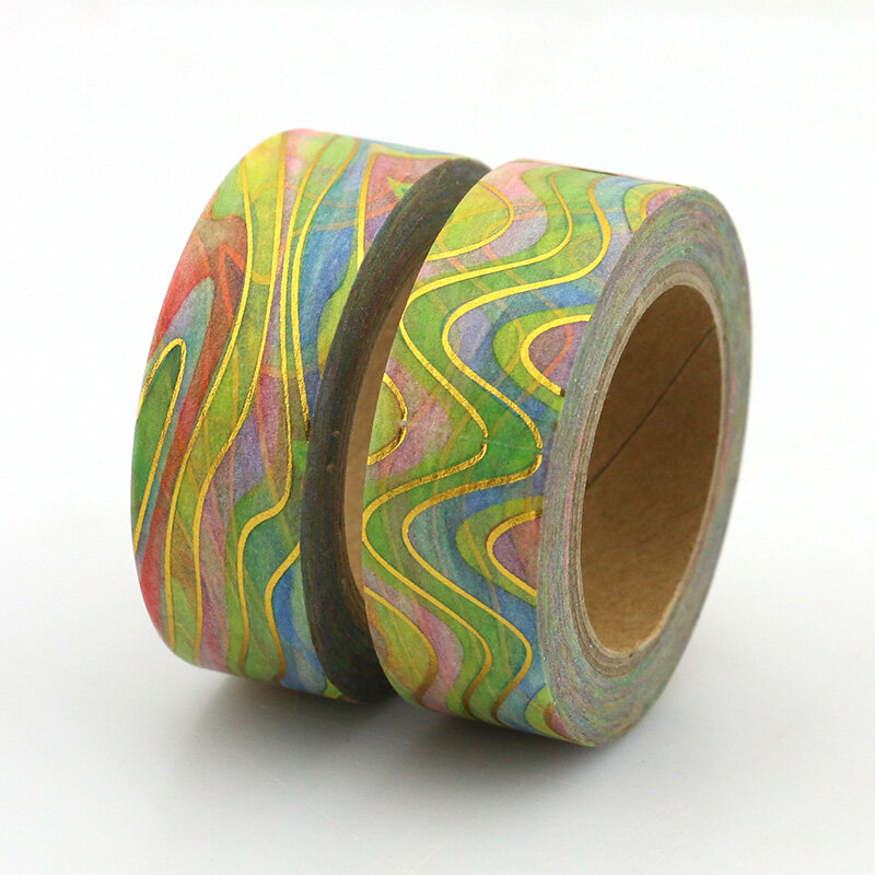 Washi Tape de colores para decoración de Navidad, cinta washi de papel de onda, material de papelería de calidad, herramientas de bricolaje Kawaii para álbum de recortes