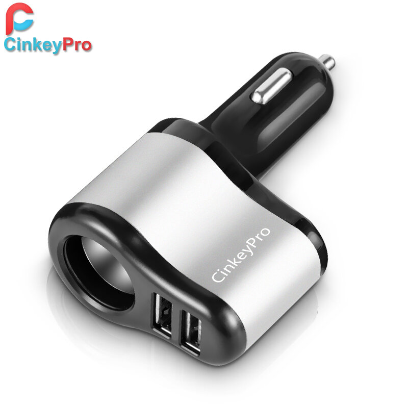 CinkeyPro chargeur de voiture allume-cigare chargeur de voiture adaptateur 2.1A 2 ports USB téléphone intelligent charge pour iPhone 6 iPad XiaoMi