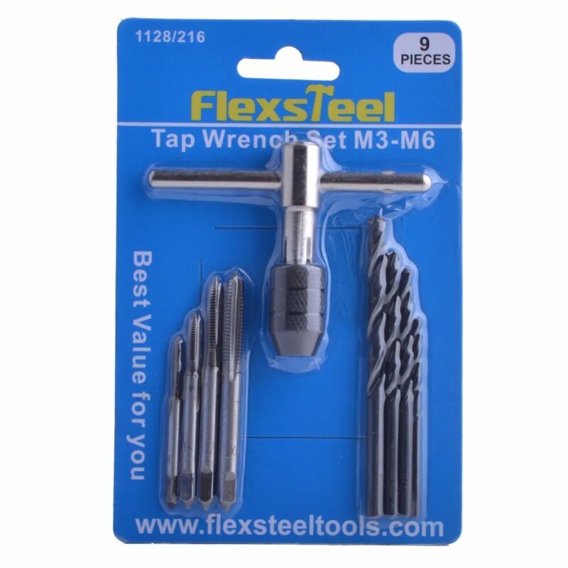 Flexsteel 40PCS Alloy Steel 58-62HRC Tap and Die Set,9/20/40Pcs Metric Tap Wrench Thread Tools Dies Holder for Professional Use