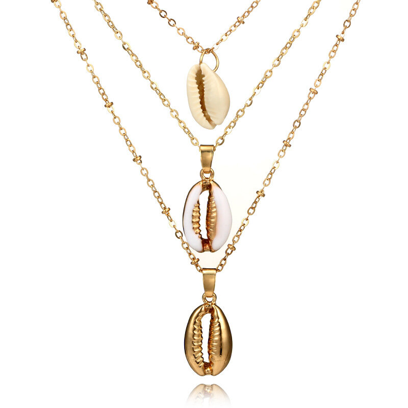 Трехслойное ожерелье с подвеской из ракушек, золотое ожерелье с подвеской из натуральной ракушки для женщин, лучший друг 2021, модное ожерель...