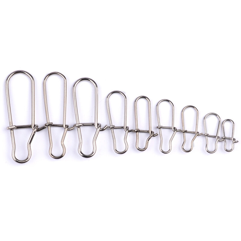 50/bag Stainless Steel Quick Lock Buckle Rotation Solid Ring Safety Snap Fishing Tool Connector Pesca Hook Rotation