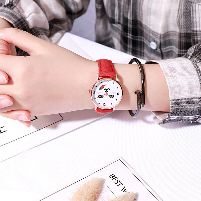Relógio estampa de emoticon fofo 2019, relógio de presente para meninas estudantes