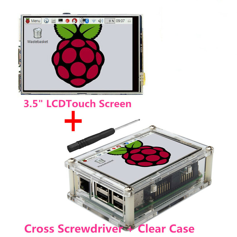 Mejor Precio Original 3.5 "Pantalla Táctil TFT LCD de Pantalla para Raspberry Pi 2/Caso Raspberry Pi 3 Modelo B + Tablero de Acrílico + Stylus