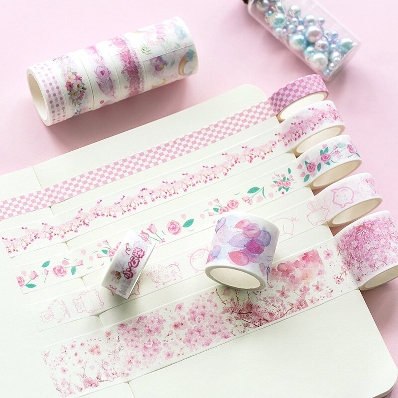 1 caja Kawaii papelería papel Washi impresión en Color viajero cuaderno decoración pegatinas lindas
