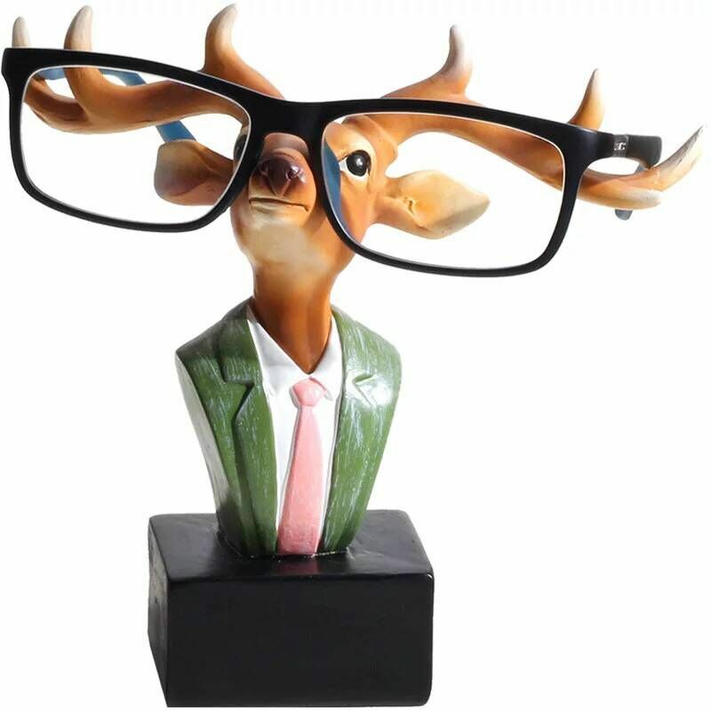 Sr. Veados óculos óculos titular rack de artesanato criativo casa ornamento da resina dos desenhos animados decoração de casa estudante presentes de aniversário