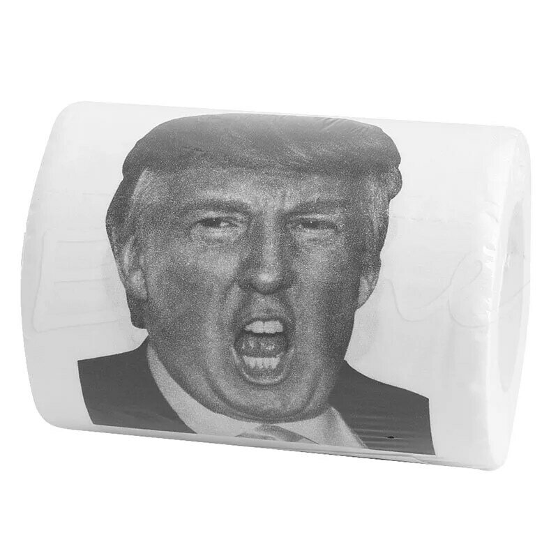 Quente! Rolo de papel higiênico donald trump humor novidade engraçado mordaça presente despejo com trump