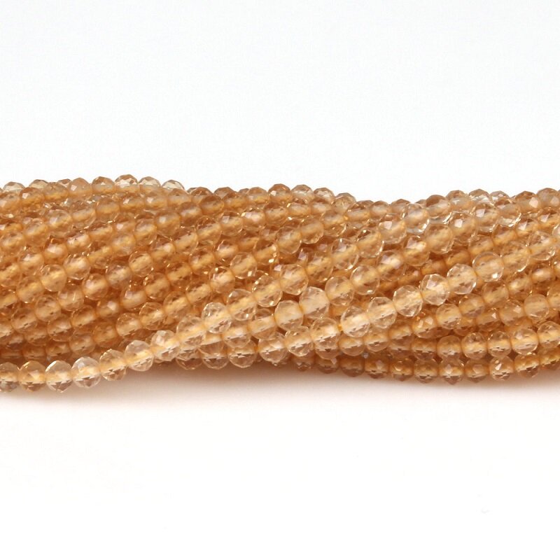 Pierres précieuses rondes à facettes en Citrine naturelle, 2mm 3mm, cristal de Quartz jaune, accessoires de bricolage pour la fabrication de colliers et de bracelets