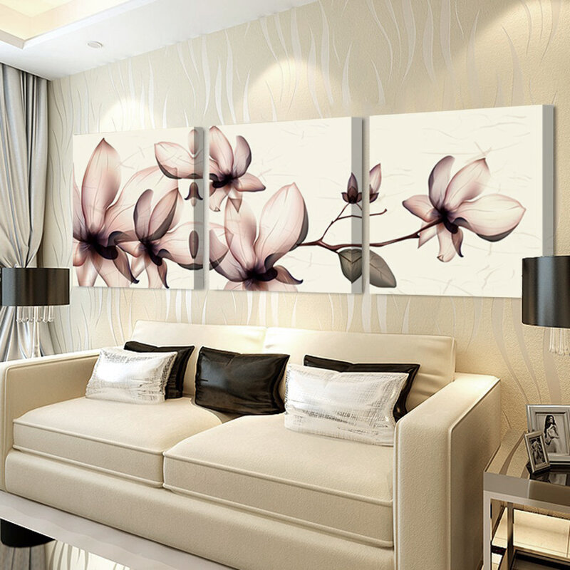JHLJIAJUN – toile de peinture avec orchidées jaunes, 3 pièces, Module Mural pour salon, affiche d'art Mural