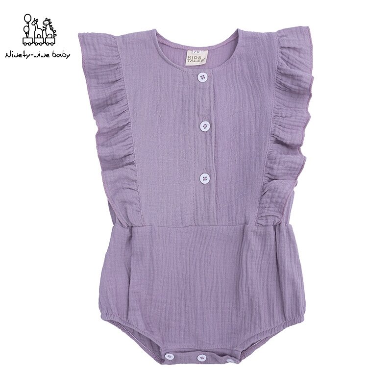 Newborn Baby Girl Ruffled Solid Color Sleeveless Ruffles Neck Romper Infant Jumpsuit Outfit Baby Kids Clothes For Girls