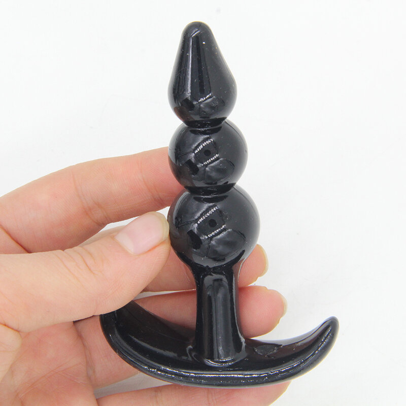 Dingye-juguetes sexuales anales de silicona para principiantes, tapón Anal de cuentas, productos sexuales de silicona, color negro