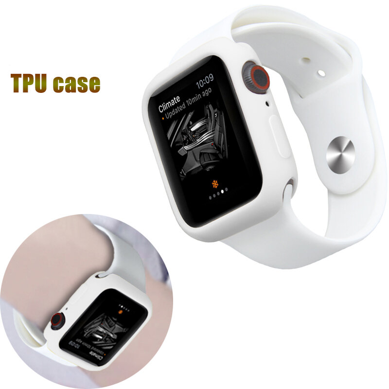 Doces cor tpu amortecedor capa compatível com apple watch 4 44/40mm protetor para iwatch série 3/2/1 42/38mm acessórios de relógio