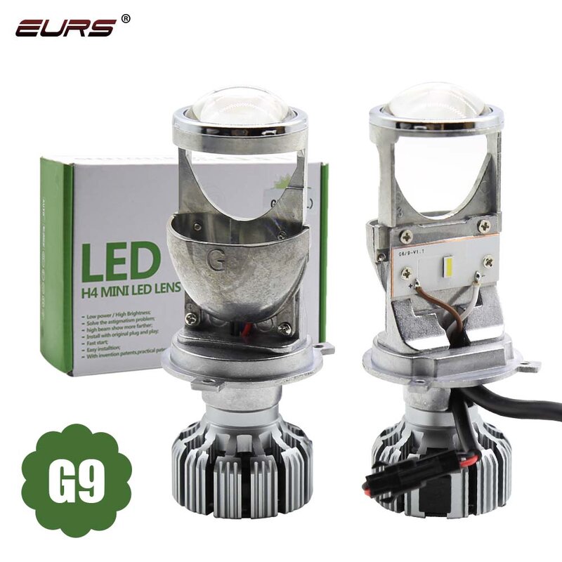 Eur-lâmpada led g9, mini projetor de farol para carro/motocicleta, h4, 5000k, 12v/24v, h4, lâmpada canbus para carros