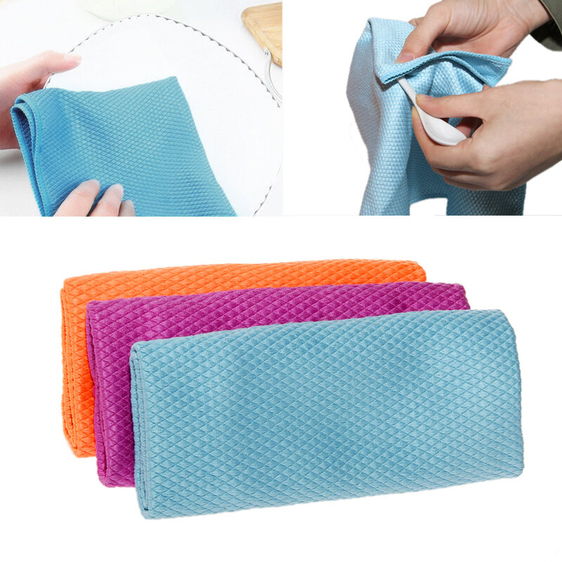 3Pcs Water Absorbable Glass Kitchen Cleaning Cloth Wipes Table Window 30 * 40CM