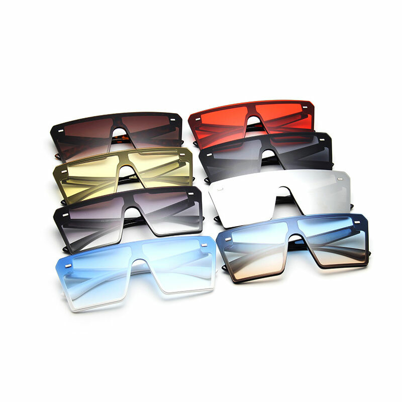 Lunettes De soleil UV400 femme | Lunettes De soleil carrées De marque à la mode, lunettes De soleil à Top plat et surdimensionnées dégradé, lunettes De soleil