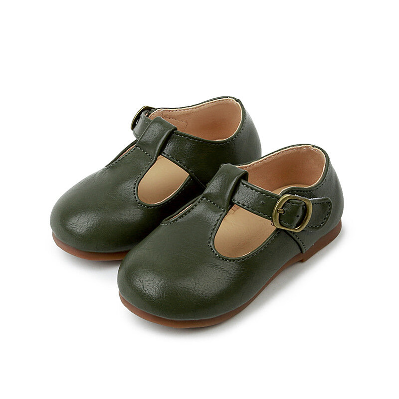 新しい春と夏の2017子供の靴レジャー革の靴ベビー女児ソフト底shoes21-25