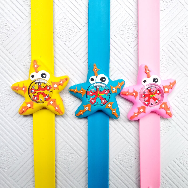 Anel Crianças Relógios tapa 3D mundo Subaquático estrela de cinco pontas-kelp relógio Crianças Meninos Meninas Do Bebê do miúdo relógio de Quartzo relógios de pulso