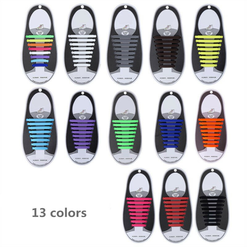 Cordones elásticos de silicona para zapatos para hombre y mujer, cordones especiales de goma, 13 colores, 16 unids/lote