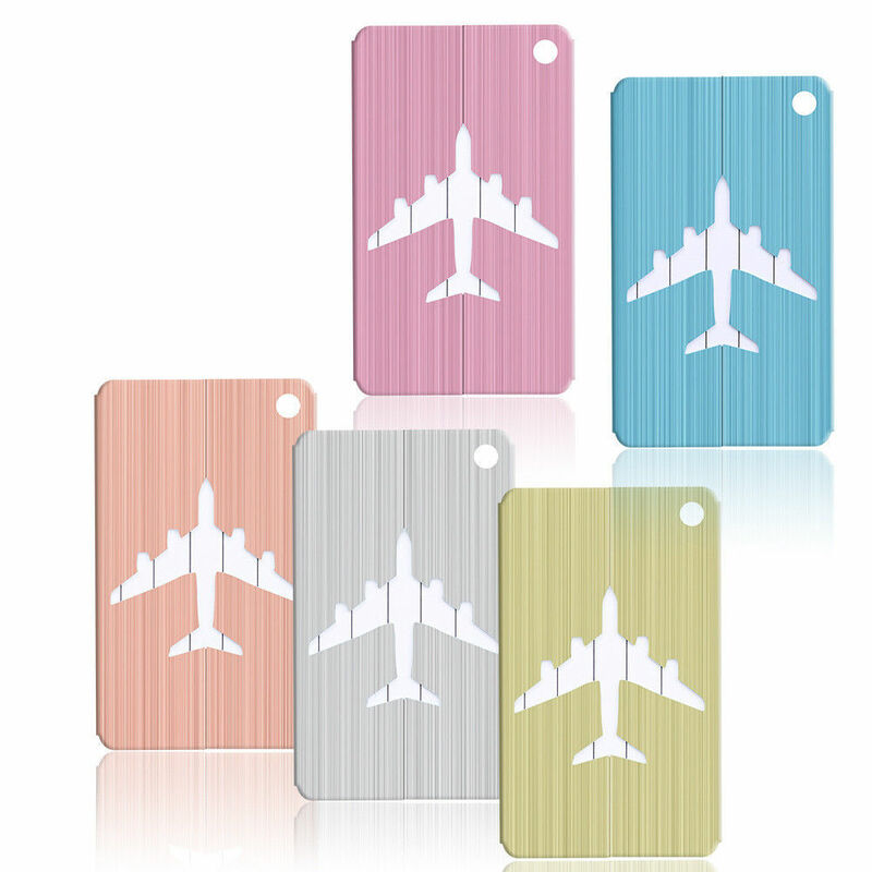 1pc avião forma escovado quadrado bagagem tag bagagem verificação elevadores de embarque acessórios de viagem tag de bagagem para meninas/meninos