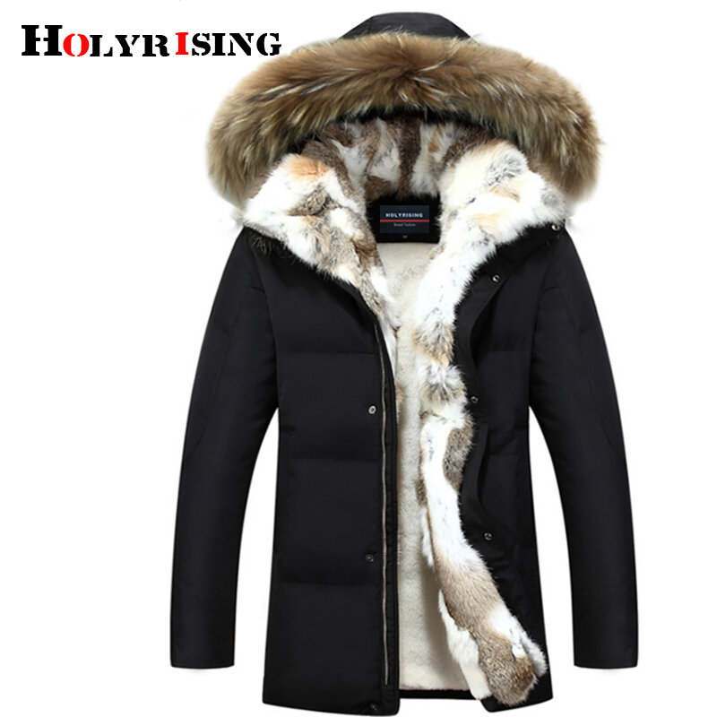 Holyrising-Chaqueta de plumón gruesa para hombre y mujer, abrigo impermeable con Cuello de piel de mapache grande, ajuste-30 grados, S-5XL, talla 2018, 18640