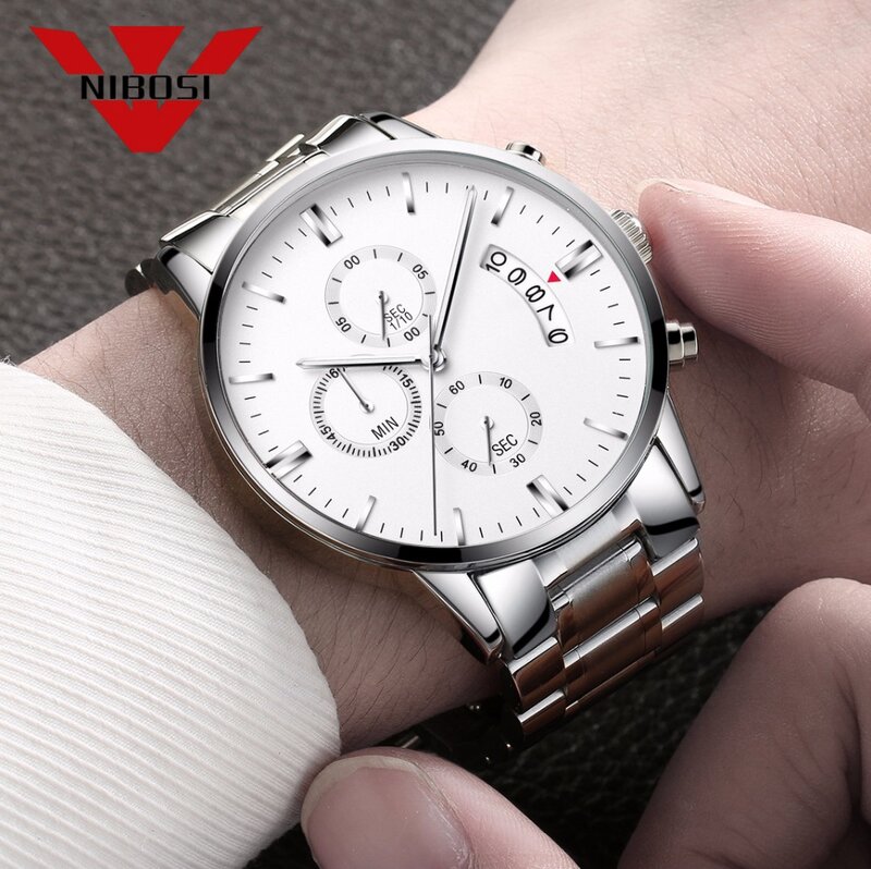 NIBOSI – montre-bracelet à Quartz pour hommes, étanche, décontractée, marque de luxe, Sport, militaire, affaires
