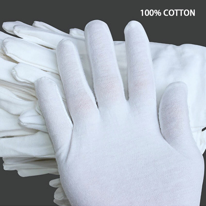 NMSafety 12 paia di guanti da lavoro in cotone bianco per ispezione donna uomo guanti guanti leggeri servizio/cameriere/driver