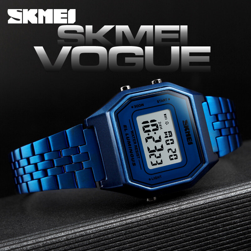 ファッション女性デジタル腕時計ラグジュアリーローズゴールドステンレススチールブレスレット腕時計トップブランド Skmei スポーツ女性の腕時計時計
