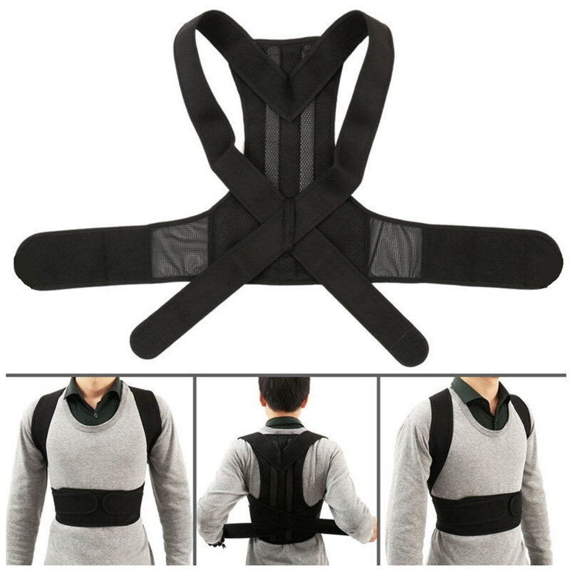 Unisex 조정 가능한 자세 교정기 어깨 뒤로 받침대 지원 통증 완화 요추 척추 지원 벨트 자세 교정