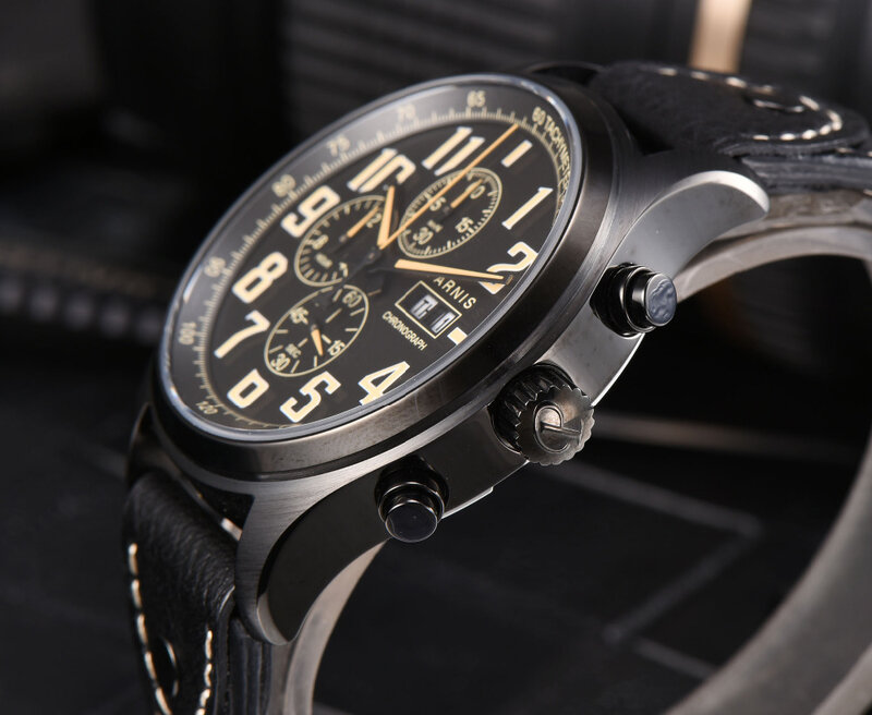 43mm Parnis Quartz Watch Analogue Chronograph Datejust Military Pilot Watch Diving watch 100m waterproof PA6052