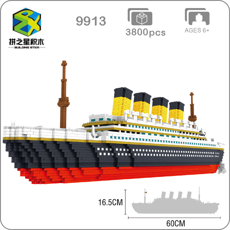 Klasik Film Titanic Besar Kapal Pesiar Perahu 3D Modle DIY Mikro Mini Nano Blok Batu Bata Perakitan Diamond Building Mainan Koleksi