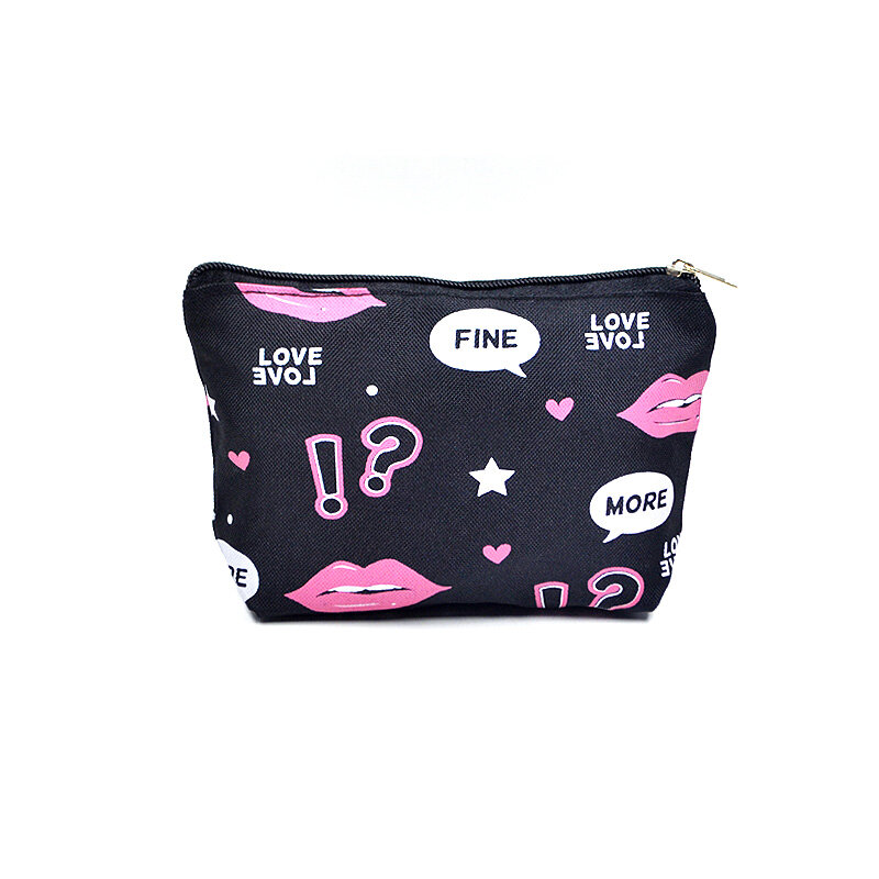 Bolsa de cosméticos con estampado de labios para mujer, neceser de aseo femenino de tamaño pequeño, novedad de 2019