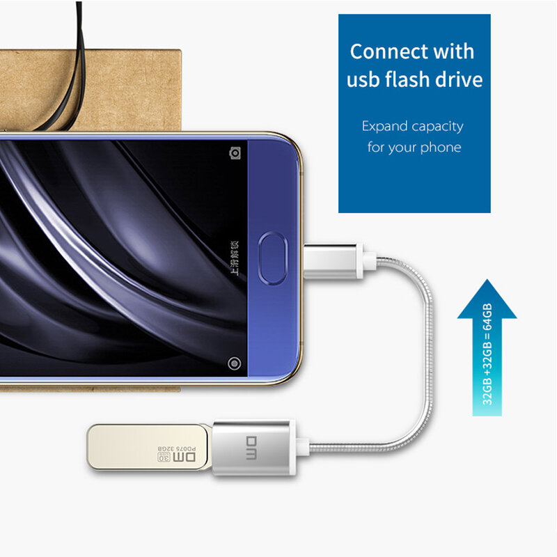 Adaptador USB tipo C DM a USB 2,0, Cable OTG Thunderbolt 3 para Macbook pro Air, Samsung S10, S9