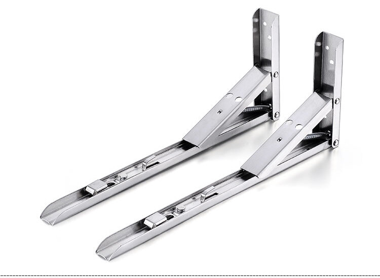 Support triangulaire pliant en acier inoxydable avec pièces d'installation, 2 pièces, poids négatif Max 65kg, 8-14 pouces