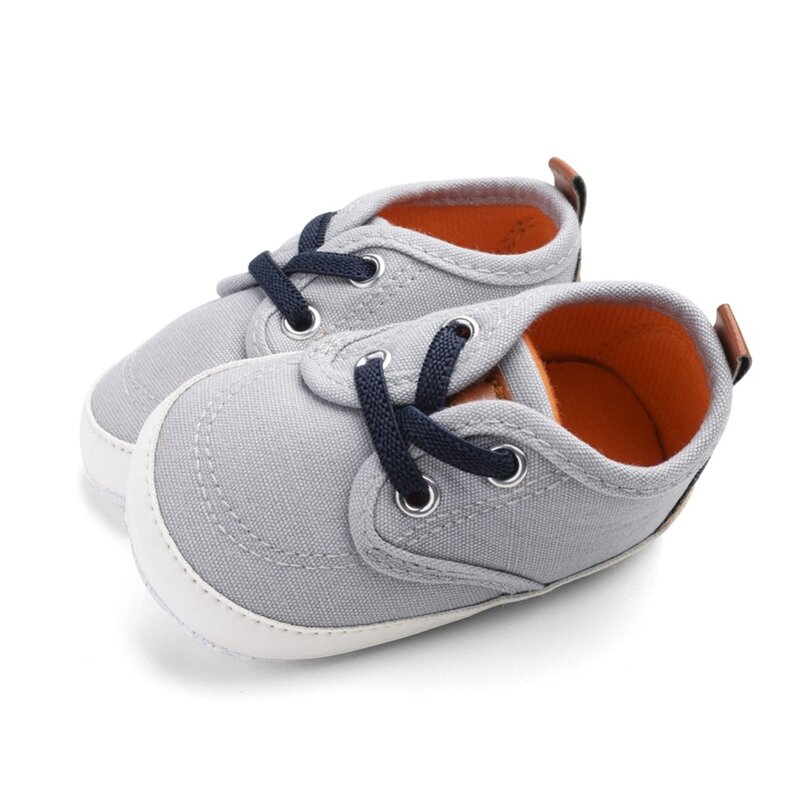 Bebê meninos meninas primeiros caminhantes respirável lona design anti-deslizamento sapatos tênis criança sola macia