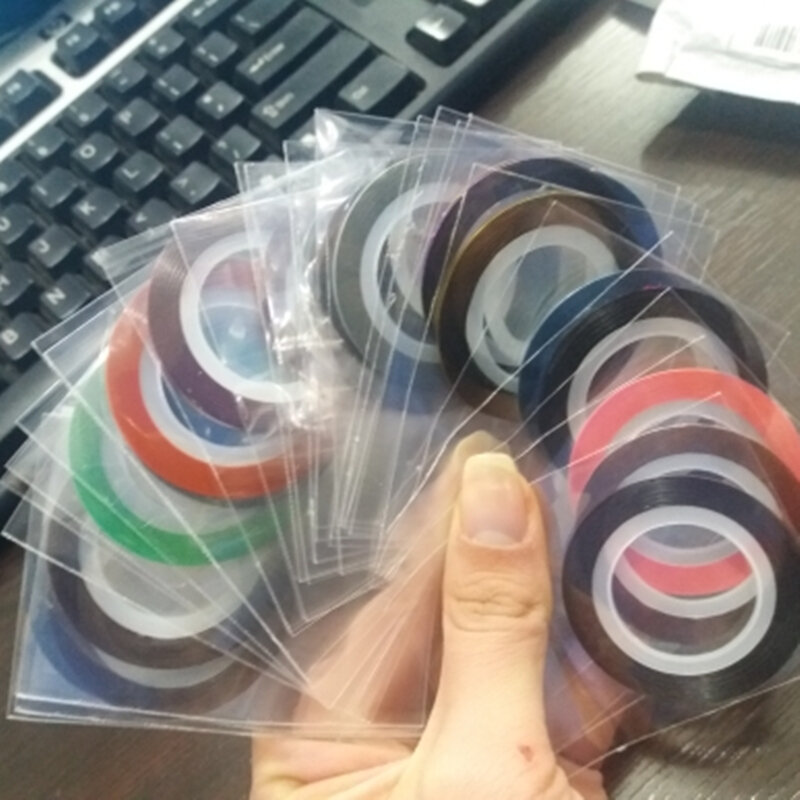 30 рулонов разноцветных полос ленты для DIY 3D ногтей украшения из фольги Набор наклеек
