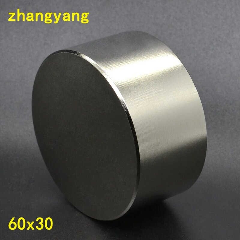 Неодимовый магнит N52, 60 х30 мм, новый супермощный круглый, из галлия и металла, 60 х30