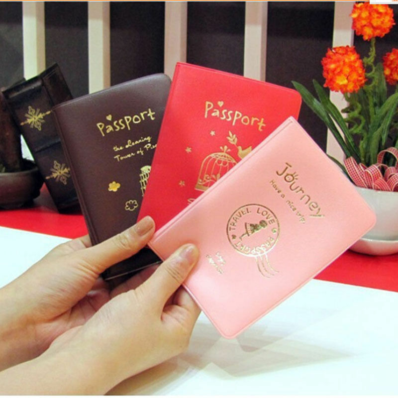 Paspor Cover Merek Unisex Pemegang Paspor Perjalanan Wanita Pria PU Kulit Penutup Di Paspor Kredit ID Kartu Pemegang